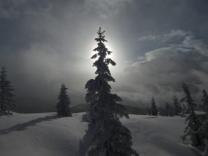 Sonne, Wolken und Schnee