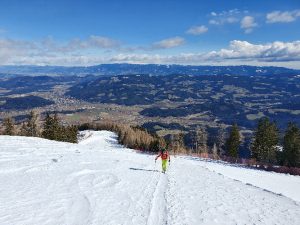 Anstieg im Skigebiet
